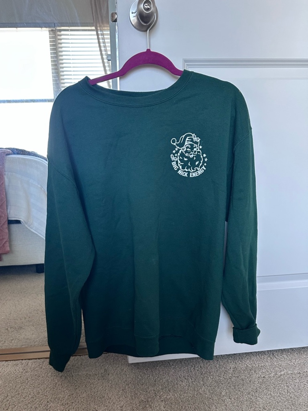 Custom Dark Green Big Nick Energy Crewneck Sweatshirt
